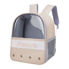 Colorblock English Macaron Backpack For Pets - Khaki - View 1