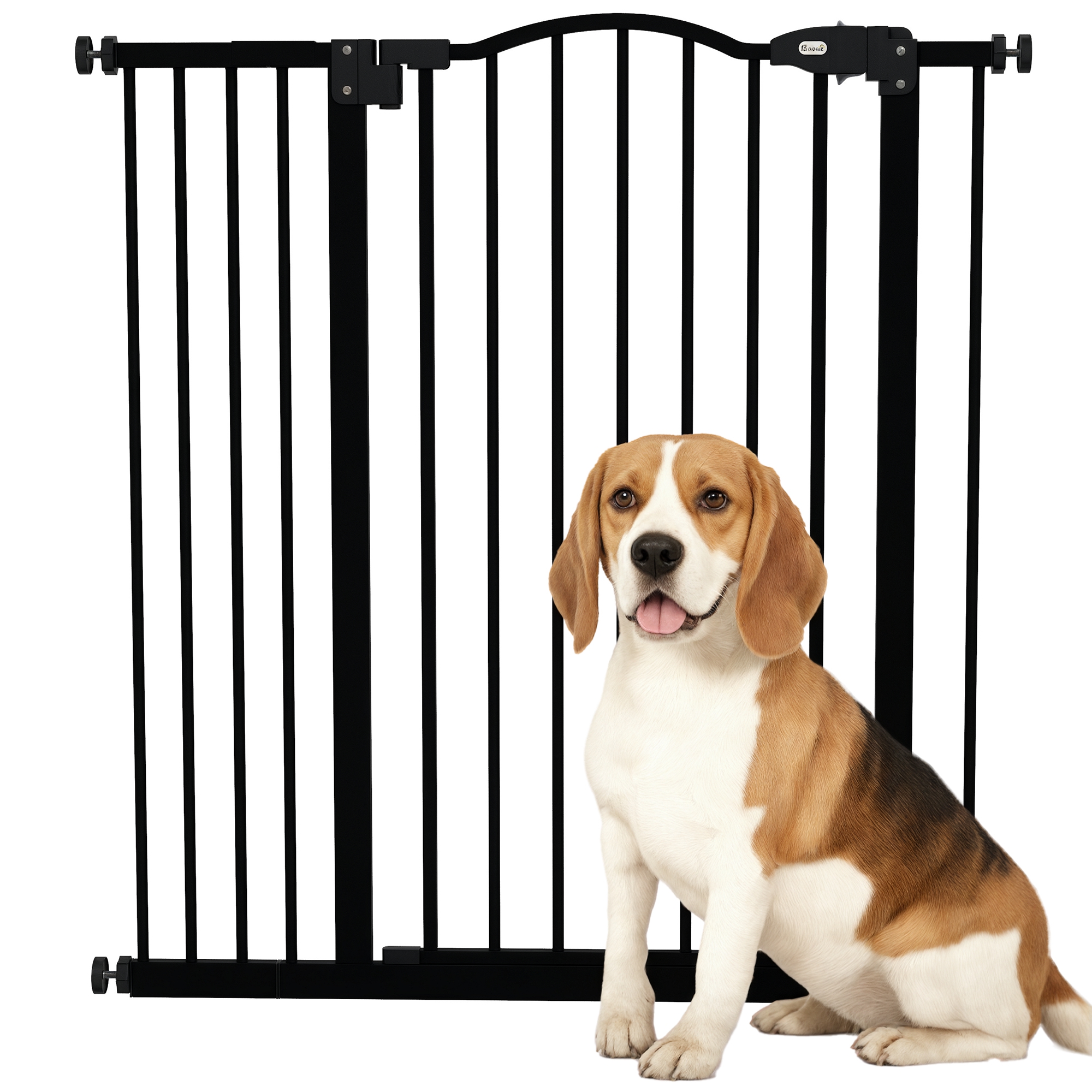 PawHut Pressure Fit Dog Stair Gate No Drilling Safety Gate Auto Close For Doorways, Hallways, 74-94cm Adjustable, 94cm Tall