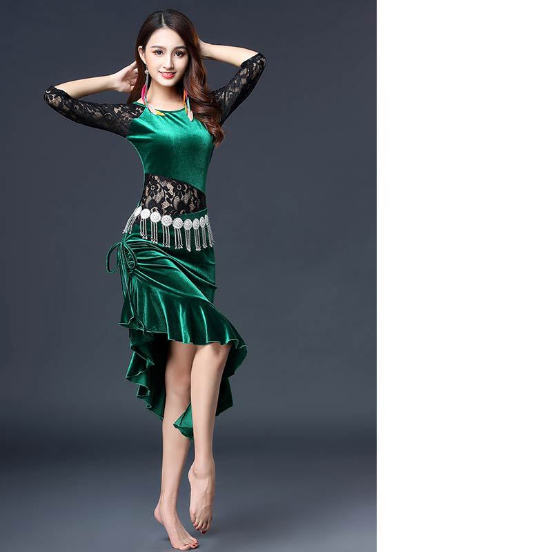 Golden Velvet Latin Dance Practice Practice Stage Performance Outfit