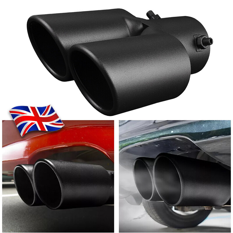 Dual Outlet Exhaust Tip Tail Muffler Tip For 1.4-2.5 Silver Stainless Steel NEW
