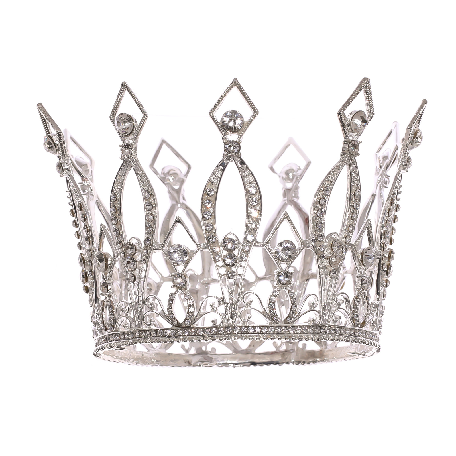 Golden King Crown Bride Full Circle Noble Crown Performance Decoration Photo Studio Shooting Accessories Sliver - Shop at LoveMi