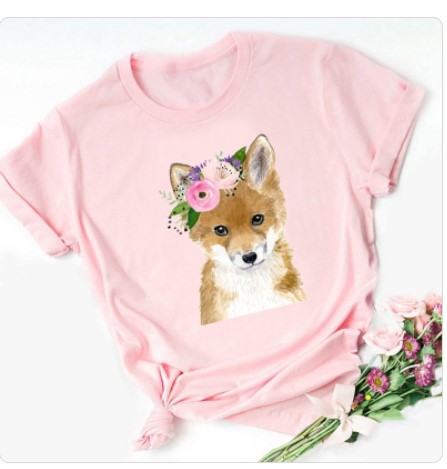 Cute Dog Around European And American T-shirt Loose Short-sleeved