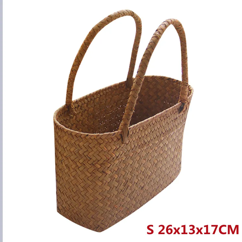 New Seagrass Woven Basket Floral Plant Tote - Yellow