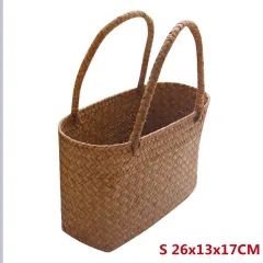 New Seagrass Woven Basket Floral Plant Tote - Yellow - View 1