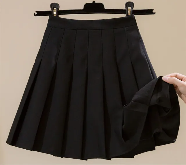 Pleated Short Women's Half High Waist A line Skirt Black - Shop at LoveMi