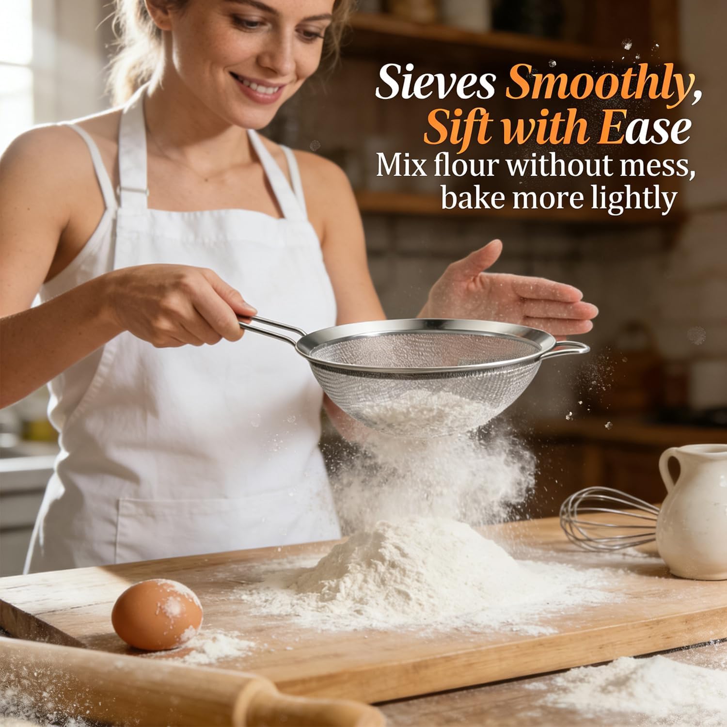 Fine Mesh Strainer, Stainless Steel Colander Sieve With Sturdy Handle For Sifting Flour, Dry Ingredients, Pasta, Rice And Tea 4
