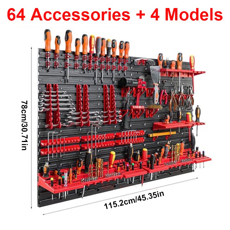 WALL MOUNTED TOOL PEG BOARD SET GARAGE STORAGE BINS WORKSHOP RACK SHED ORGANISER — image 9
