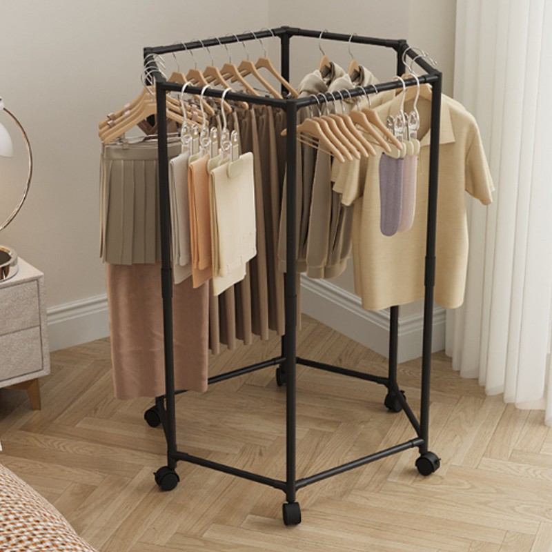 360 Degrees Rotating Rolling Garment Rack With Wheel Clothes Rail Stand Space — image 3