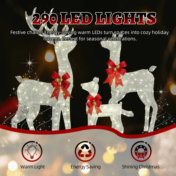 3-Piece Lighted Christmas Reindeer Family Set Outdoor Decorations, Weather Proof Sparkling Deer Family… image 2