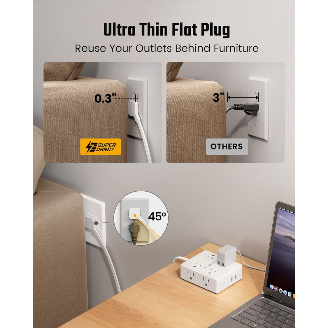 Rallonge de 10 pieds avec prises multiples – Image 4