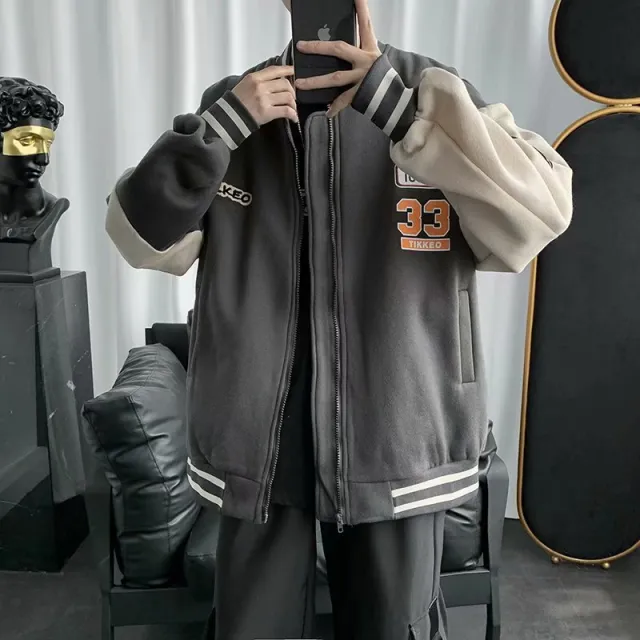 Retro Baseball Uniform Embroidery Korean Men And Women Casual Loose Coat Jacket Style5 M - Shop at LoveMi
