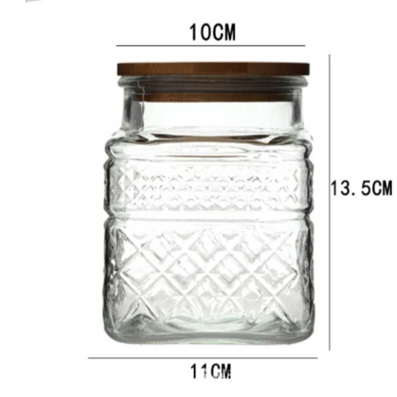 Title 6, New French Glass Sealed Jar Bamboo Lid Moisture...