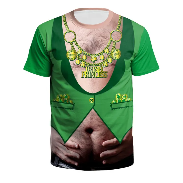 St. Patrick's Day Round Neck 3D Digital Print T shirt B1299318 - Shop at LoveMi