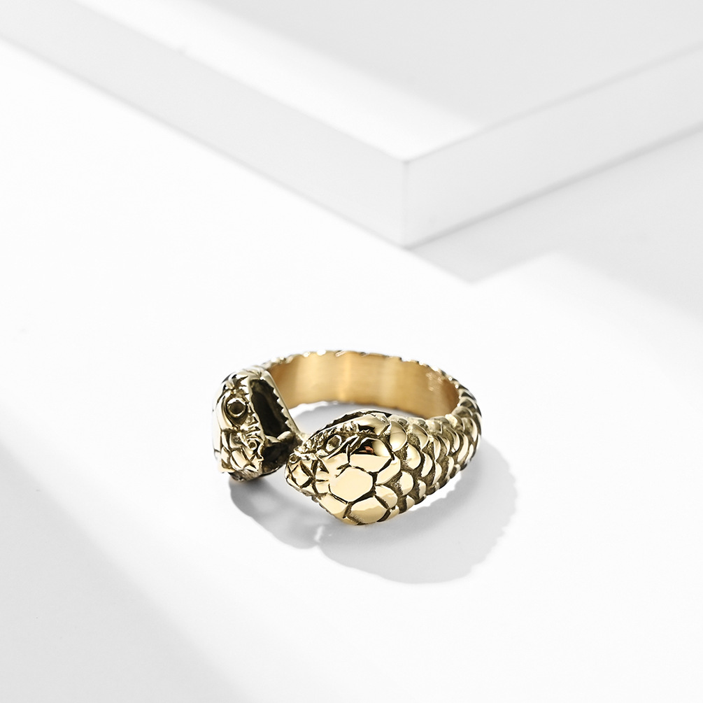 Cross-border E-commerce European And American Style Double-headed Snake Titanium Steel Ring Ring