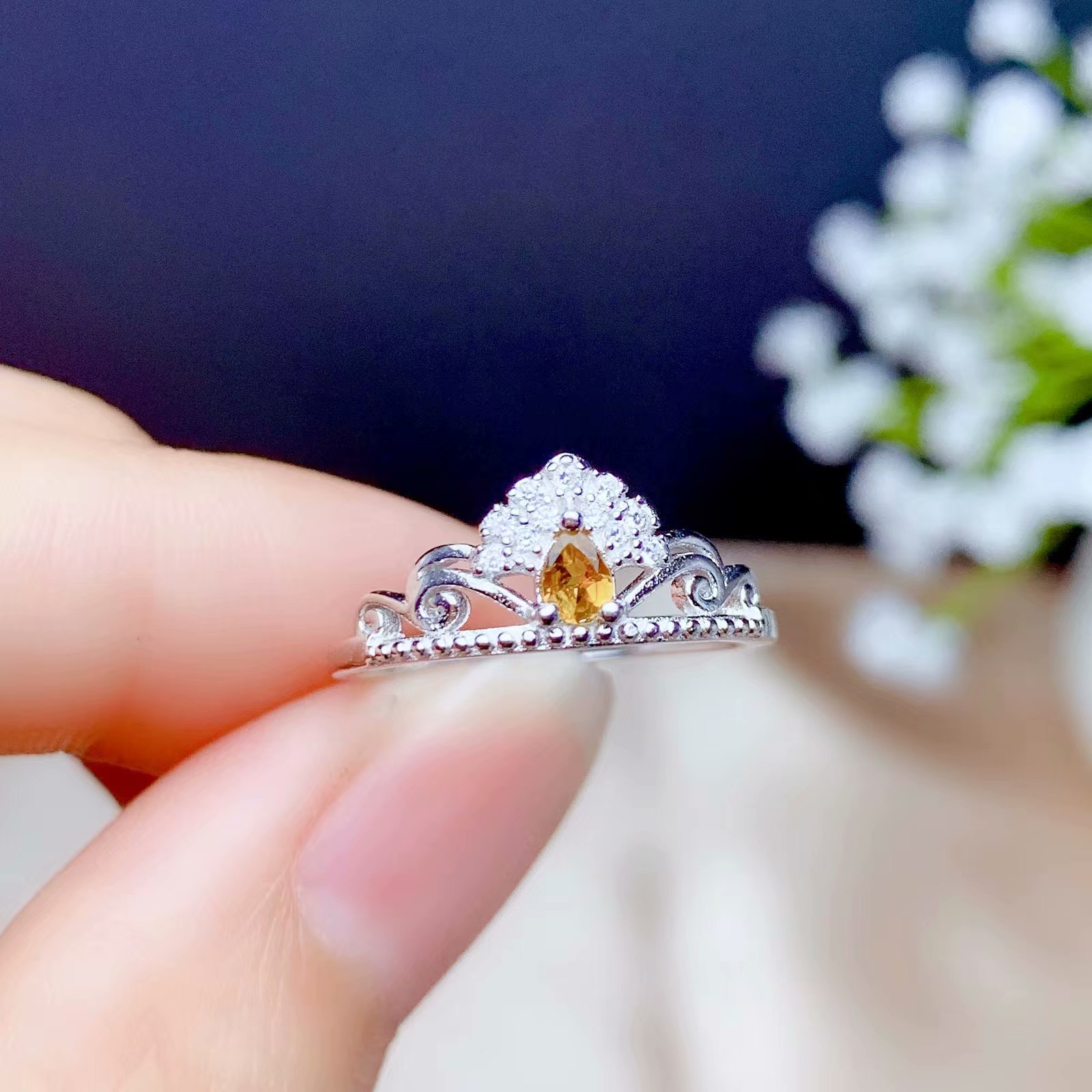 Platinum Gold Tone Empty Water Drop Ring — foto 2