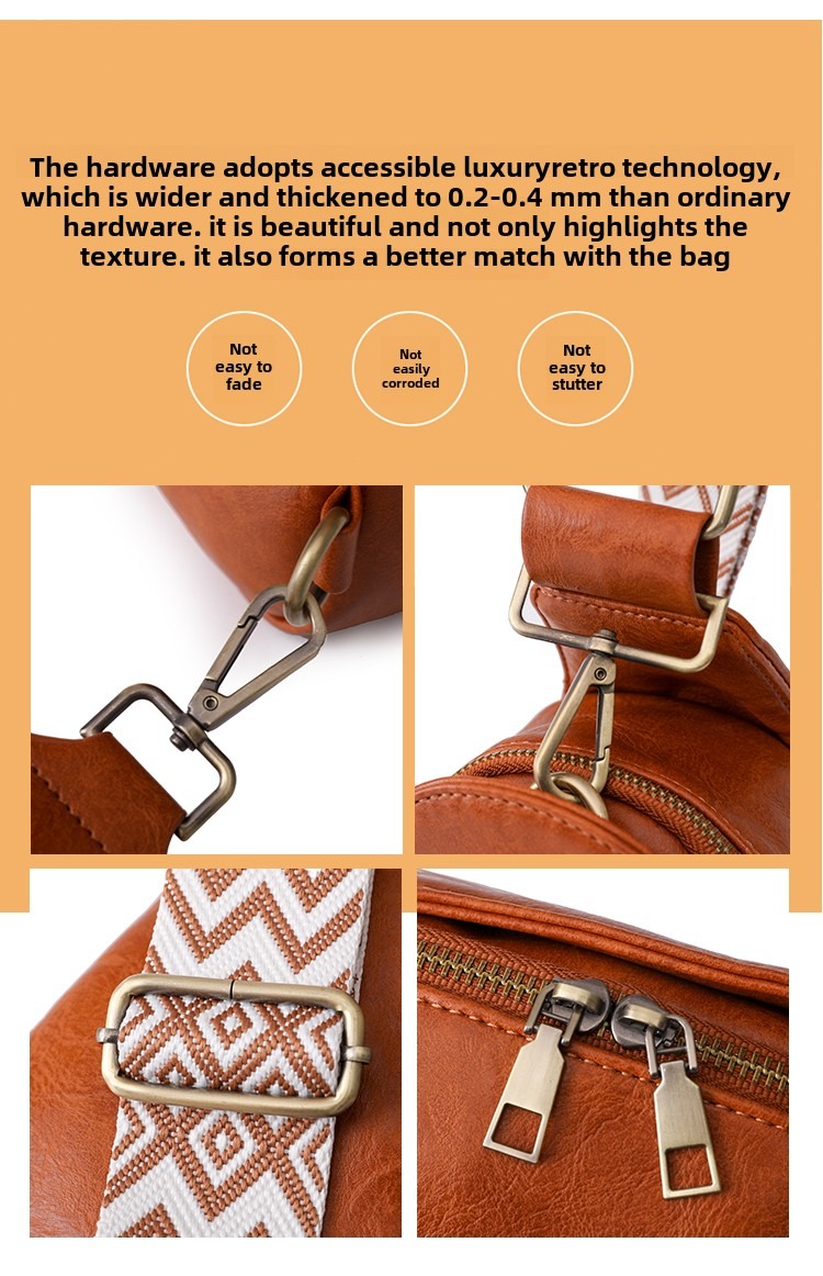 Women Chest Bag Sling Bag, Guitar Strap Small Crossbody Pu Leather Satchel Daypack