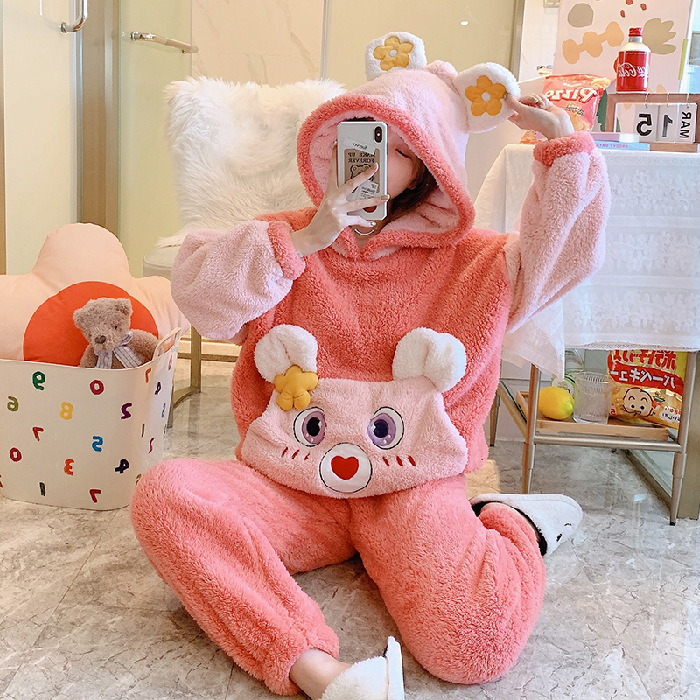 Title 5, Womens Thickened Flannel Pajamas Hooded Lounge...