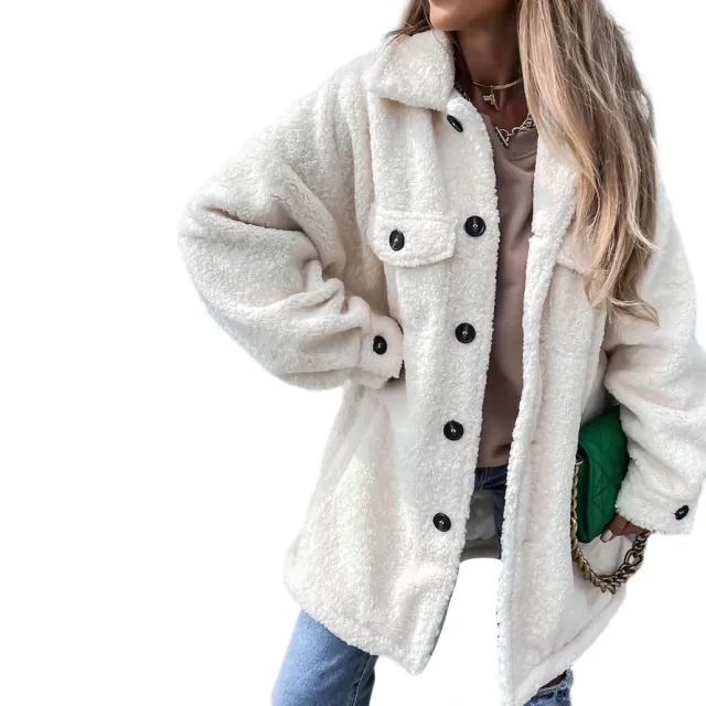 Women's Single Breasted Lapel Cardigan Warm Sweater White - Shop at LoveMi