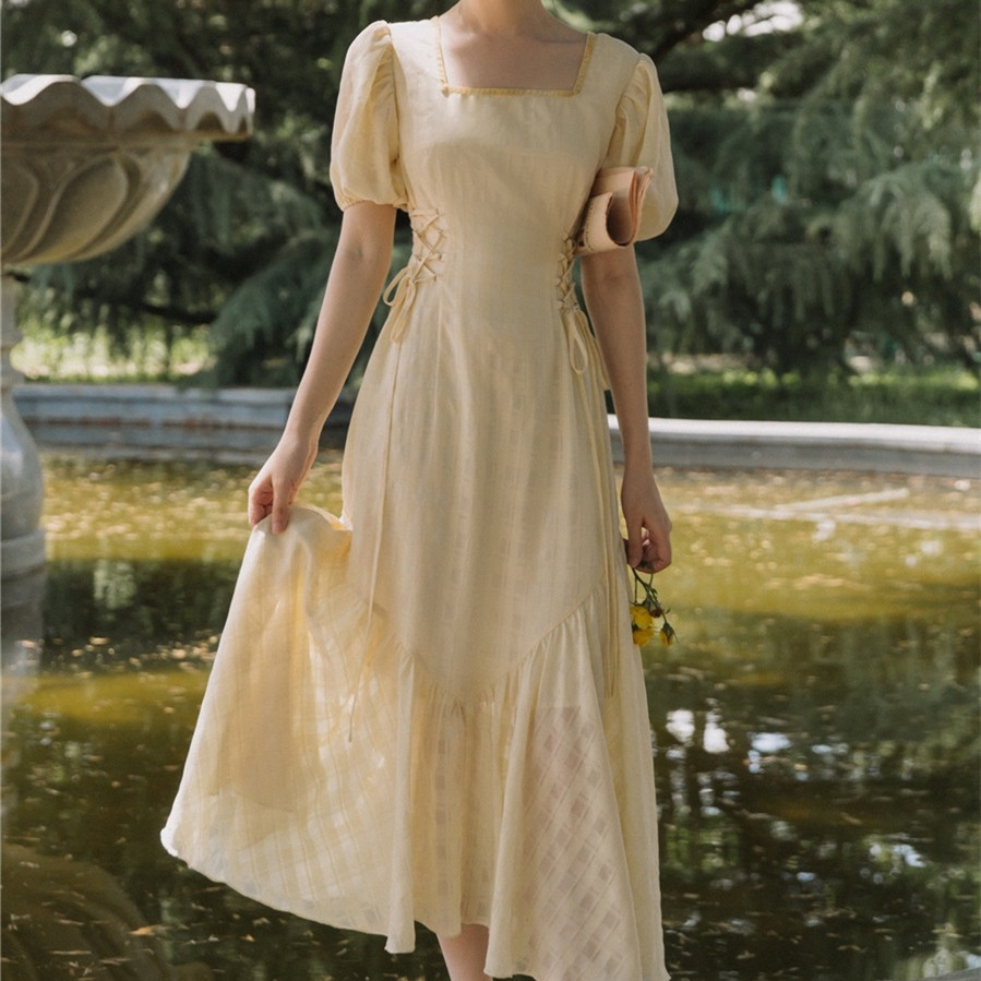 Chiffon Puff-Sleeve Fishtail Dress, picture 6 of 8