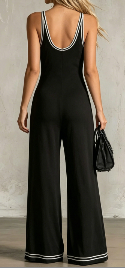 Trim Wide-Leg Jumpsuit