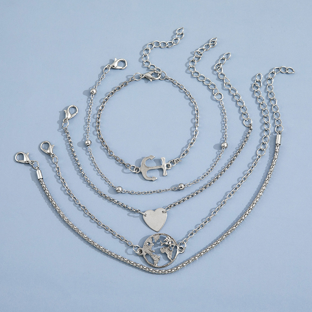 Personalized Map Anchor Love Bracelet Bracelet Five Piece Set