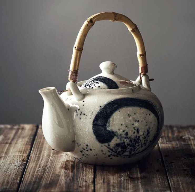 Title 4, Japanese style vintage hand drawn ceramic teapot