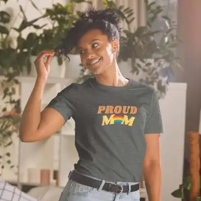 Women's LGBT Rainbow Pattern Printed Short sleeved T shirt Dark Gray - Shop at LoveMi