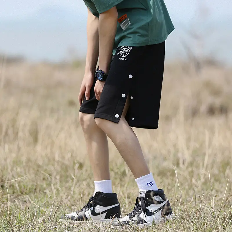 Breasted Design Shorts Men's Loose Printed Sports Five-point Pants