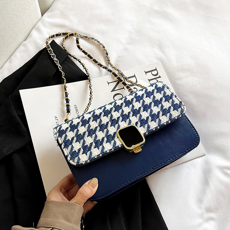 Plaid Printed Casual Women's New Texture Messenger Bag Blue - Shop at LoveMi