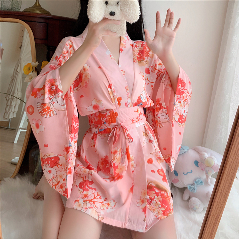 Title 3, Japanese Bathrobe Kimono Cute Yukata Robe