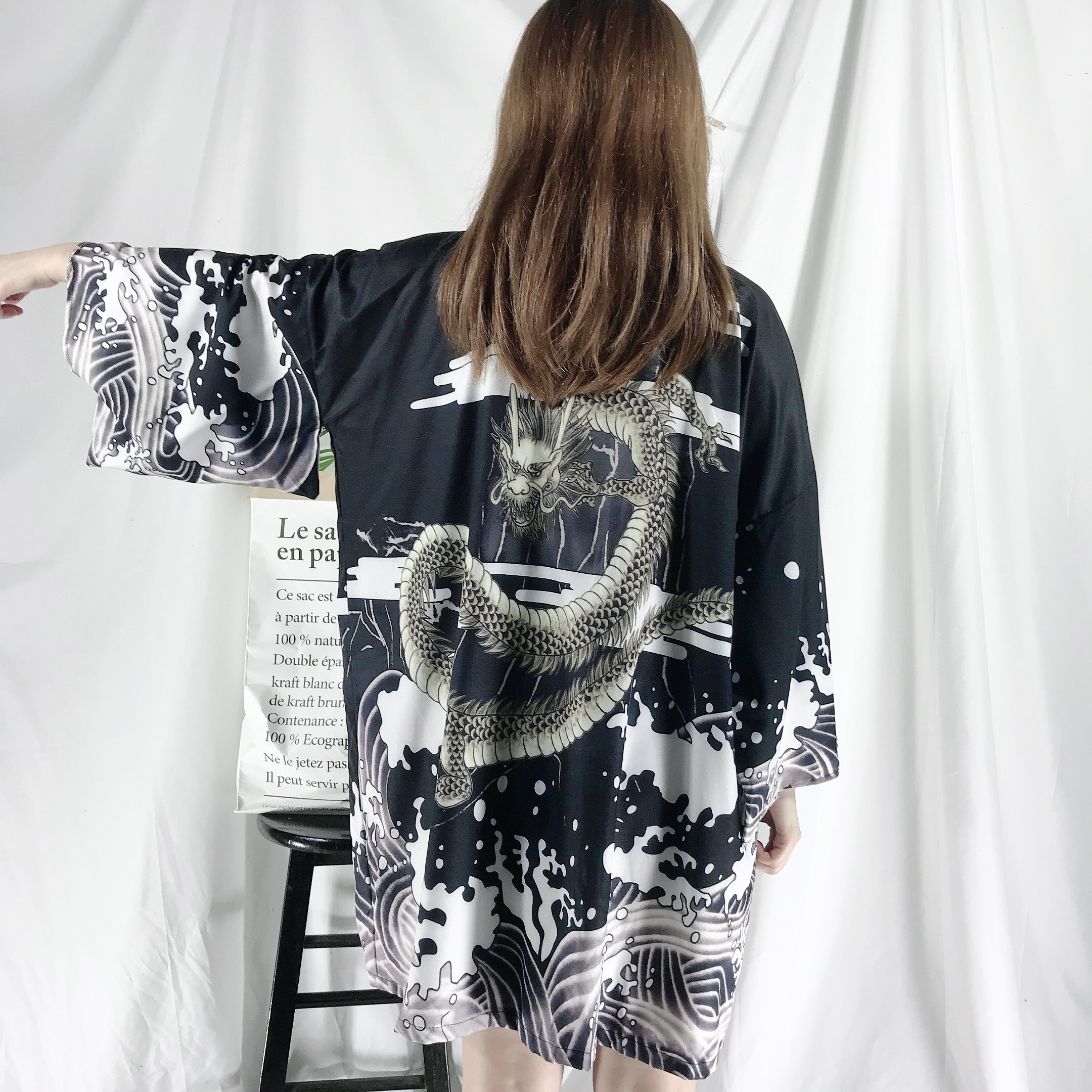 Spring Retro Long Robe Chiffon Sunscreen Cardigan Harajuku Long And Wind Haori Loose