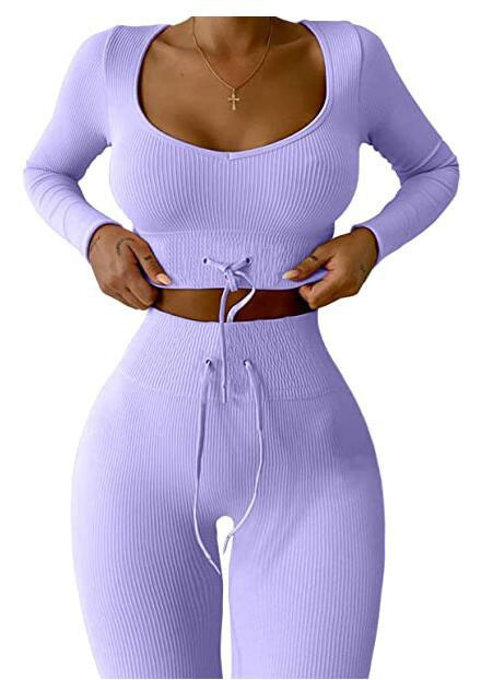 Autumn And Winter New Knitted Nine-point Long-sleeved Sports Yoga Suit