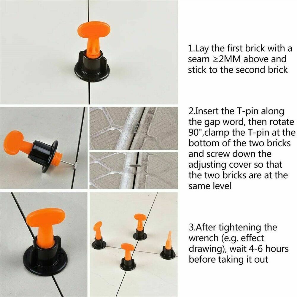 300pcs 4 Wrench Tile Leveling System Kit Reusable Spacer Wall Floor Clips — image 6