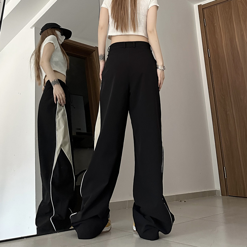 Title 11, Retro Wide-leg Pants for Women, Loose Fit, Draw...