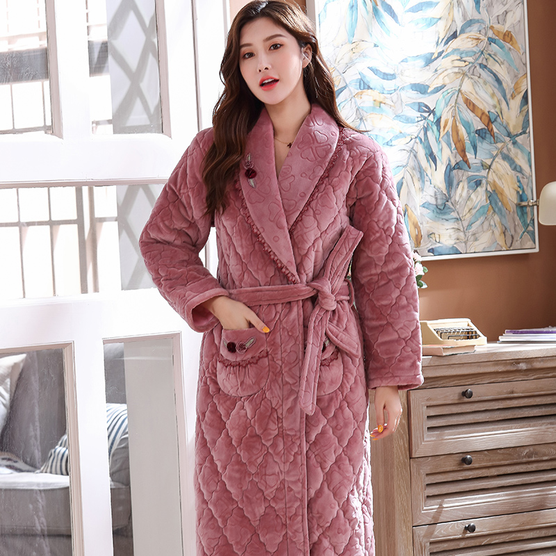 Title 1, Winter Three Layer Quilted Coral Fleece Ladies ...