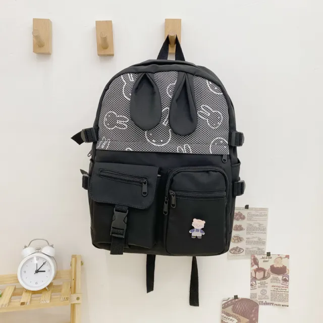 Cute Girl Backpack With Large Capacity And Light Shoulders Black - Shop at LoveMi