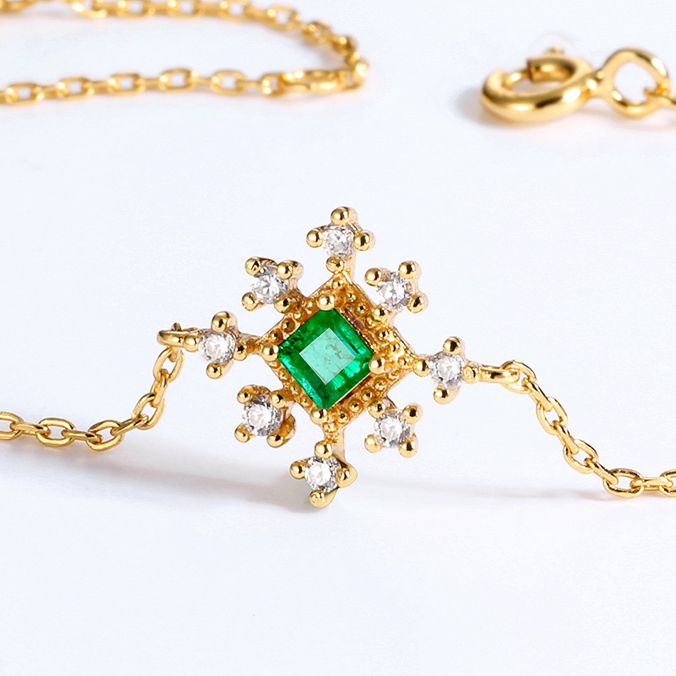 Women's Sterling Silver Pearl Emerald Bracelet