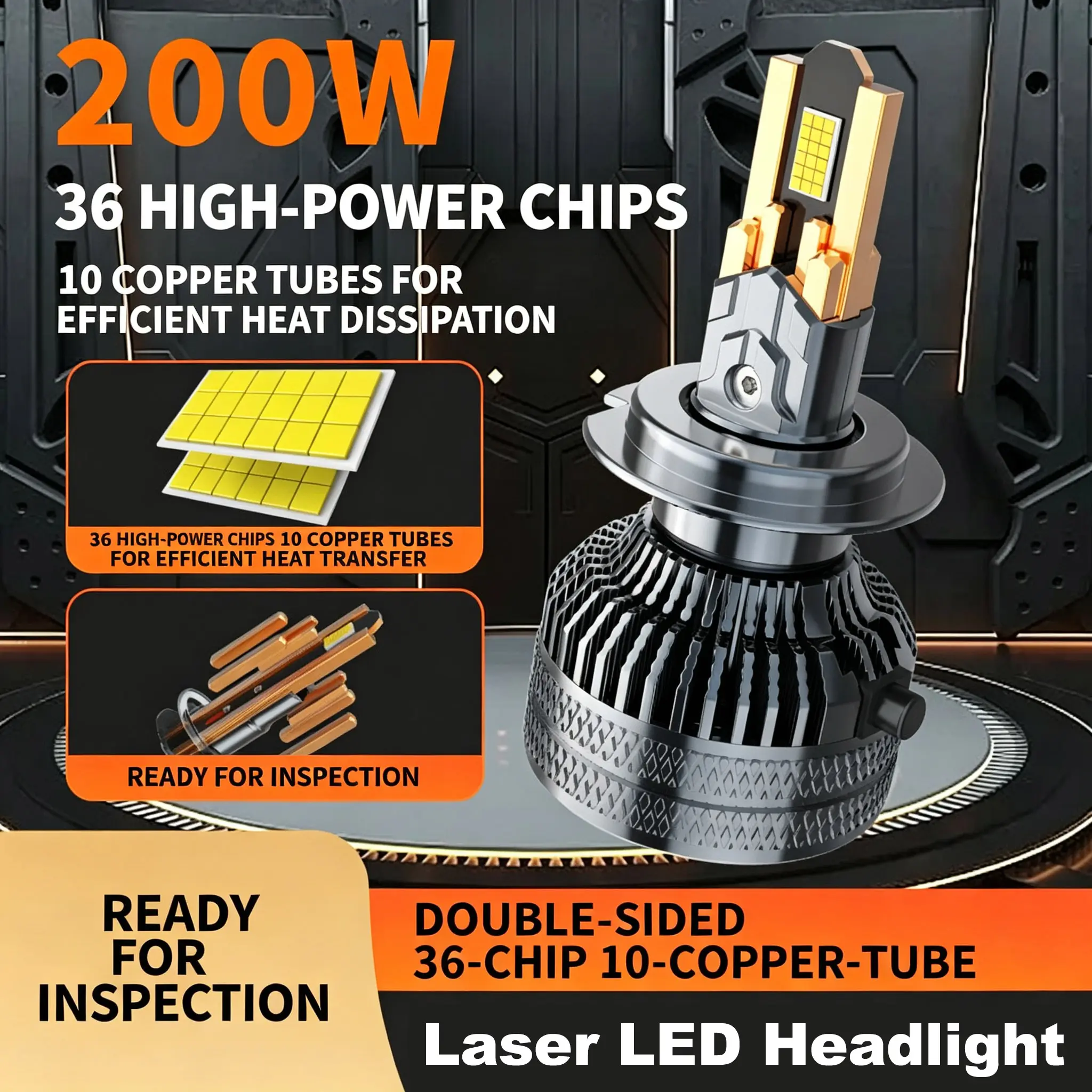 200W Super Bright LED Car Headlight Bulb