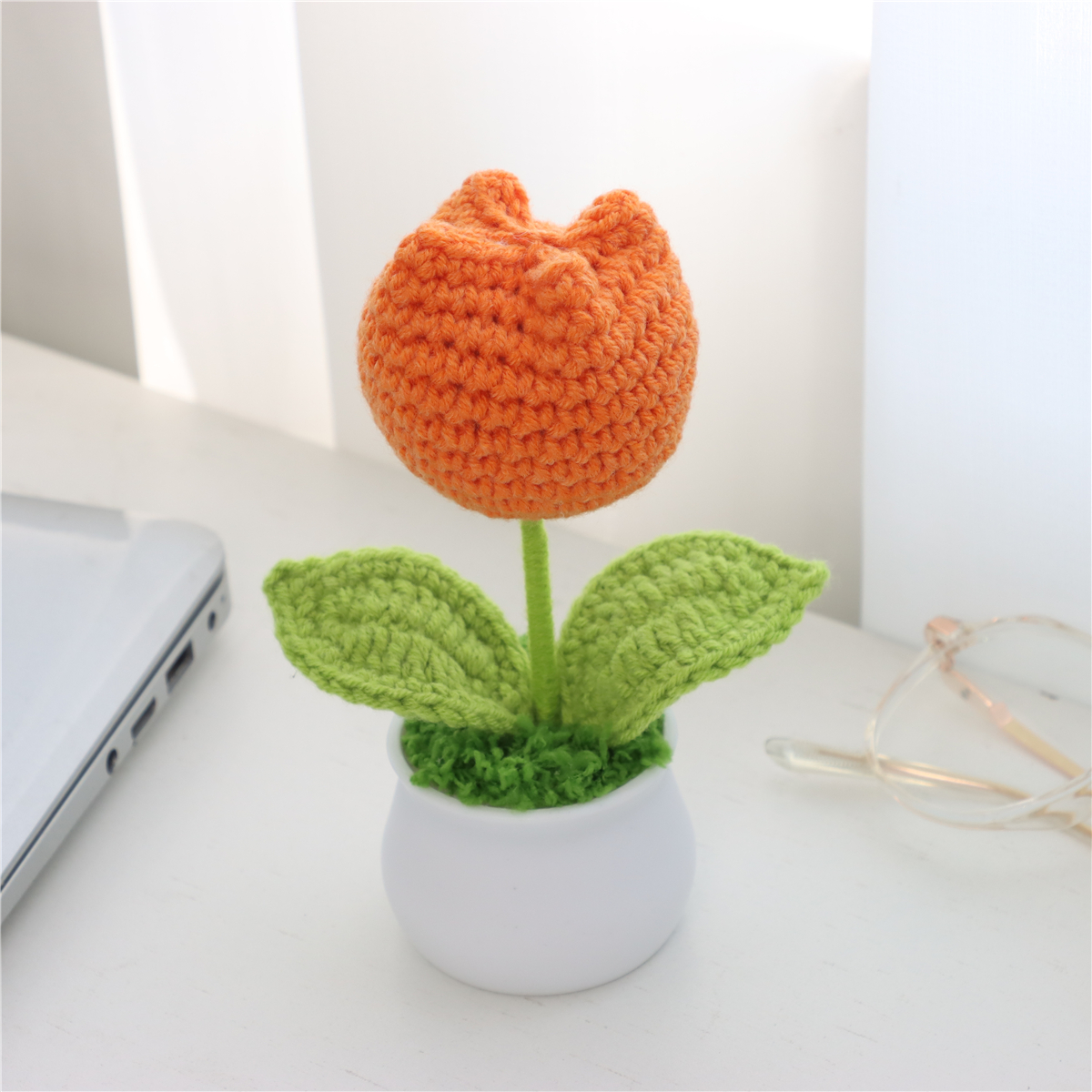 Crochet Tulip Potted Ornament