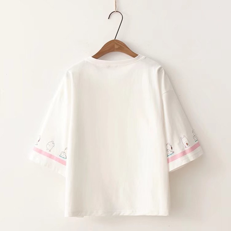 Summer Striped Simple T-shirt Loose Short-sleeved All-match