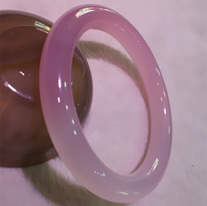 Natural Brazil Hand Carved Purple Chalcedony Round Bar Jade Bracelet Women