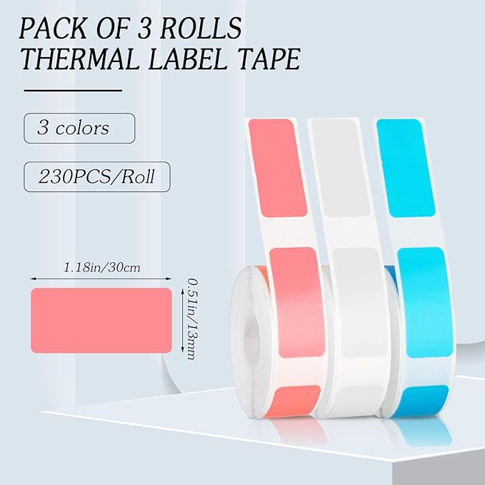 3pcs Tape, 3 Rolls 15x30mm Label Tape, D30 Portable Thermal Label Printing Paper For Office School Home 5