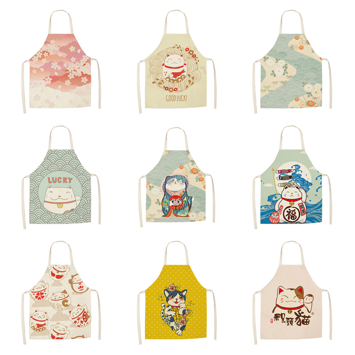 Title 1, Cartoon Cat Digital Printing Sleeveless Apron