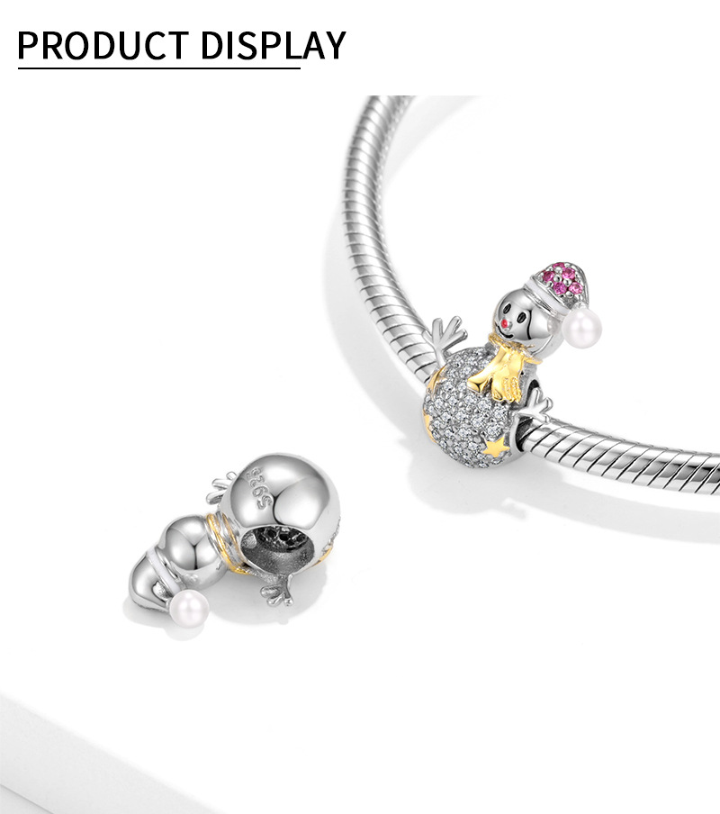 Title 3, Christmas Snowman S925 Sterling Silver Zircon W...