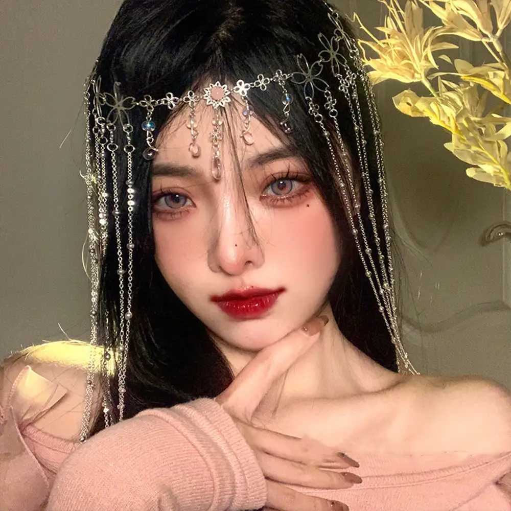 Head Curtain Hair Accessories Flower Tassel Eyebrow Pendant