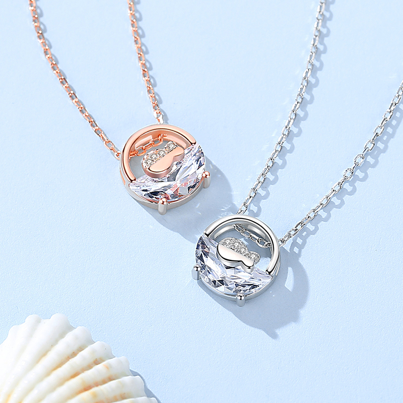 Women's Fashion Sterling Silver Sparkling Diamond Collarbone Chain