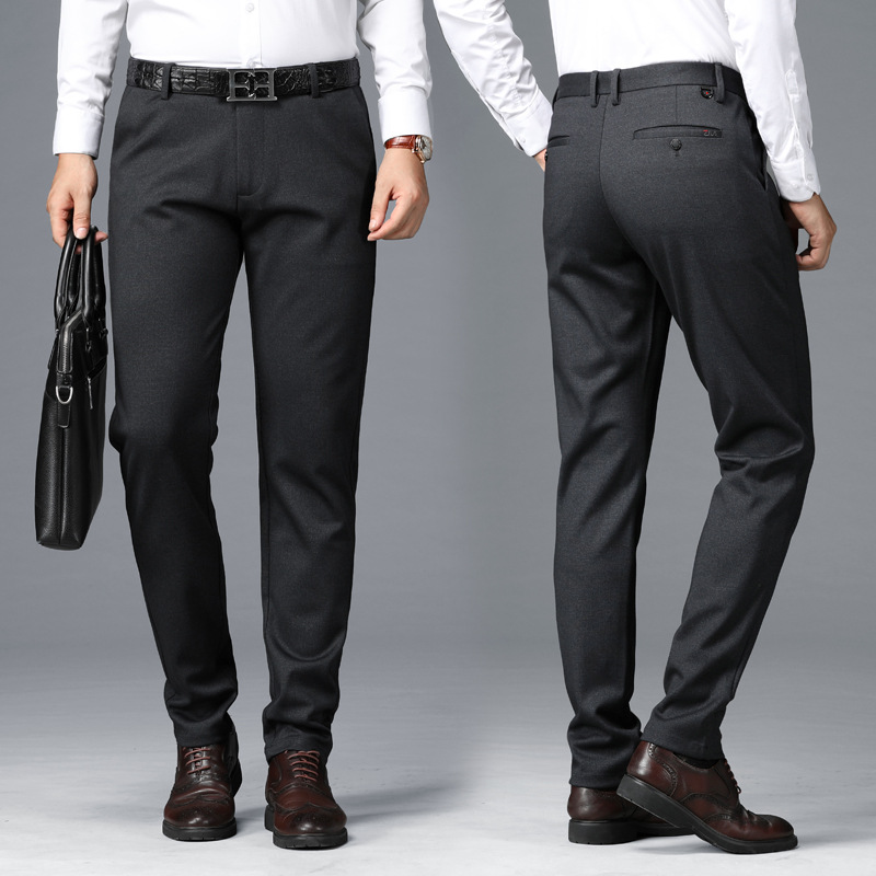 Men's Casual Pants Stretch Middle-aged Business Loose Straight-leg Slim-fitting Pants Men's Trousers