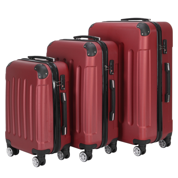 3-in-1 Swivel Wheel With Handle, 4 Corner Protectors, Trolley Box, 20in 24in 28in, ABS Aluminum Alloy Trolley, Classic Color - Burgundy — foto 4