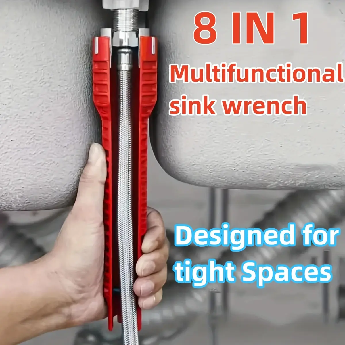 Sink Faucet Installer Tool,14-in-1 Faucet Wrench,Multi-functional Pipe Wrench,Bathroom Plumbing Installation & Repairs Wrench For Small Space Toilet Kitchen Bat