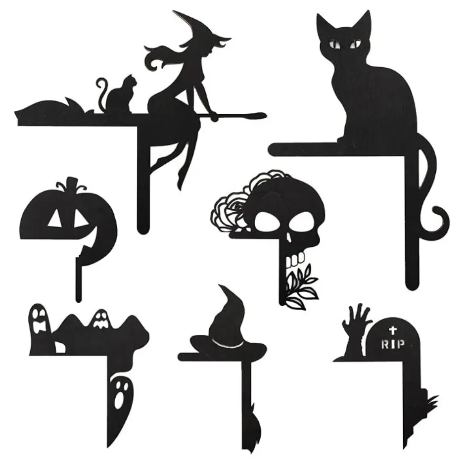 Halloween Door Corner Signs, Black Wooden Witch